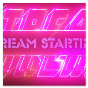 Starting Soon overlay with neon accents